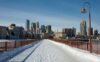 A skyline view of Minneapolis-St. Paul during a snowy winter day.