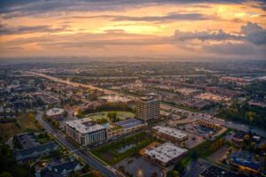 An aerial view of Twin Cities Suburb Eagan, Minnesota