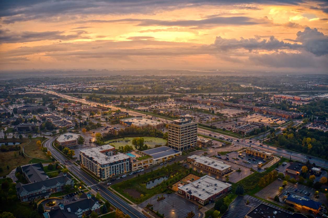 An aerial view of Twin Cities Suburb Eagan, Minnesota