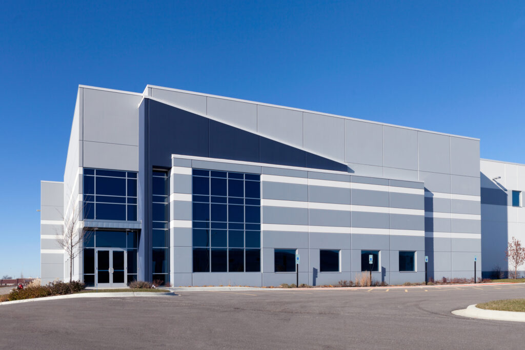 Outside view of a modern warehouse building