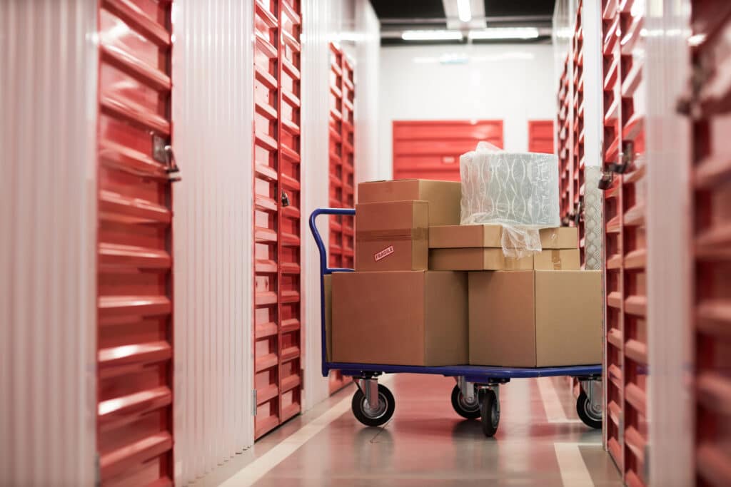 Cart with Cardboard Boxes