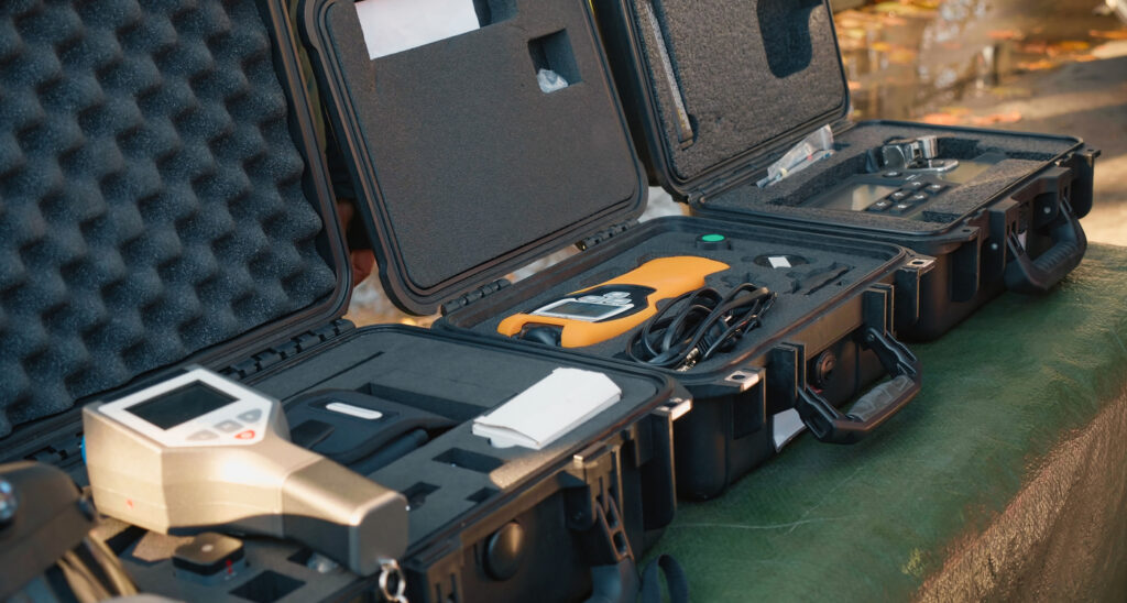 Devices for detecting radiation, solid and liquid chemicals and other devices.