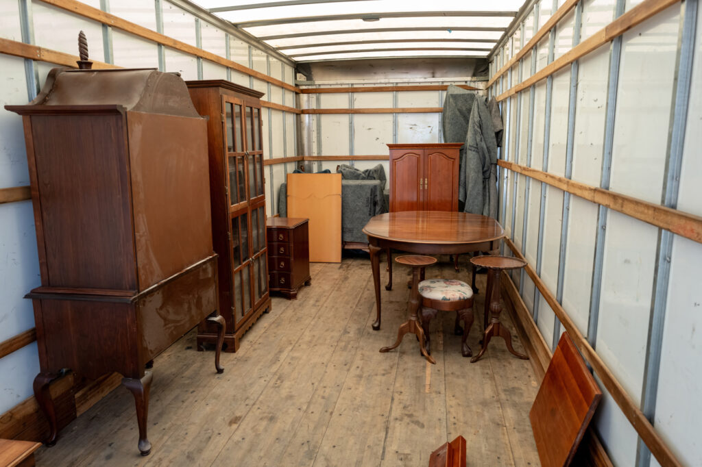 Household items loaded into a moving truck